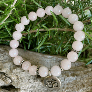 Armband-Mala Rosenquarz – OM Symbol 21 Perlen,Avalon NatureArt Seelenkunst und Esoterik Shop