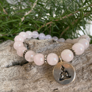 Mala Armband Rosenquarz 21 Perlen 6-7 mm mit Buddha – Herzchakra Schmuck,Avalon NatureArt Seelenkunst und Esoterik Shop