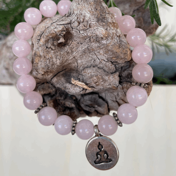 Mala Armband Rosenquarz mit Buddha – Herzchakra Schmuck,Avalon NatureArt Seelenkunst und Esoterik Shop