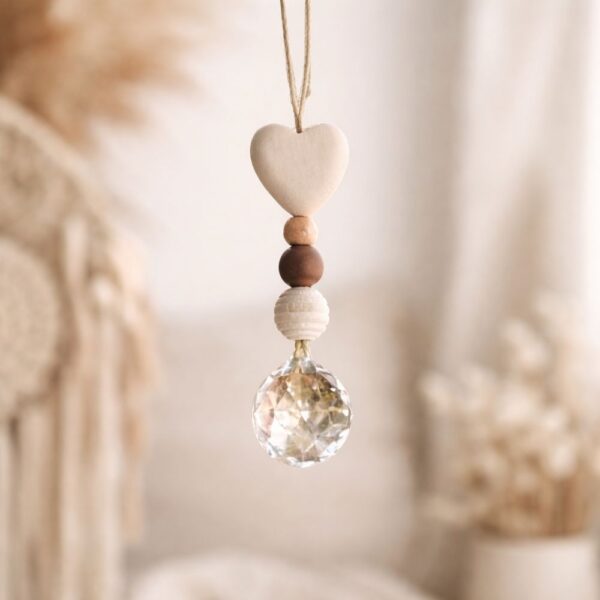 Suncatcher HerznGlaskristall Holzperlen (1)