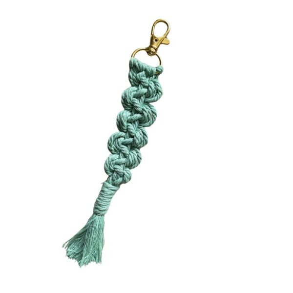 Schlüsselanhänger Makramee Mintgrün Gold,Avalon NatureArt Reiki & Esoterik Shop
