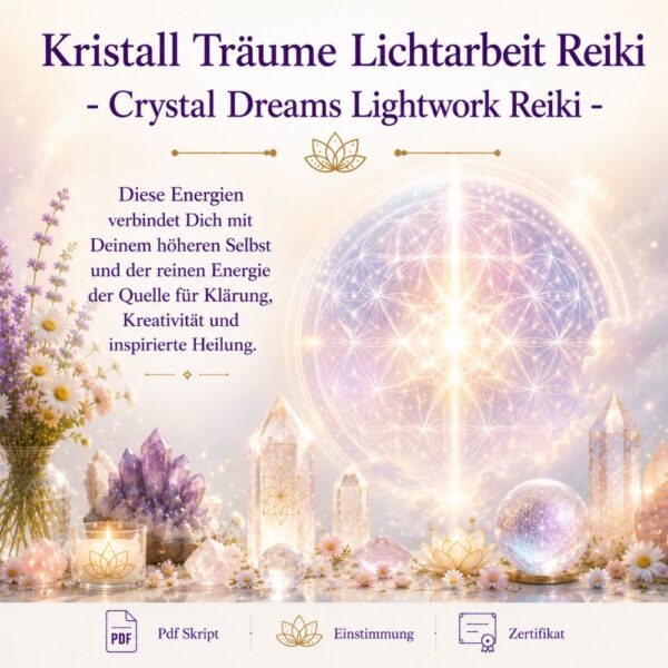 Kristall Träume Lichtarbeit Reiki  - Crystal Dreams Lightwork Reiki   - Reiki Energiesystem & Einweihung