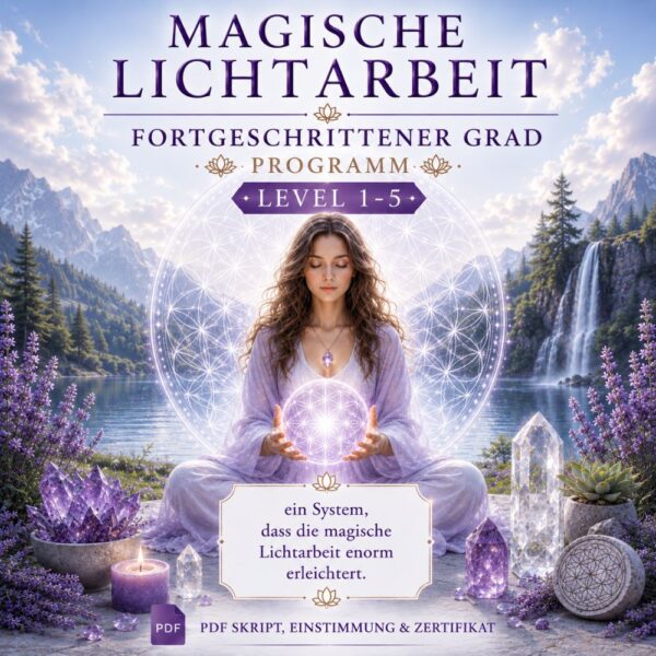 Magische Lichtarbeit Fortgeschrittener Grad Programm Level 1-5- Reiki Energiesystem & Einweihung