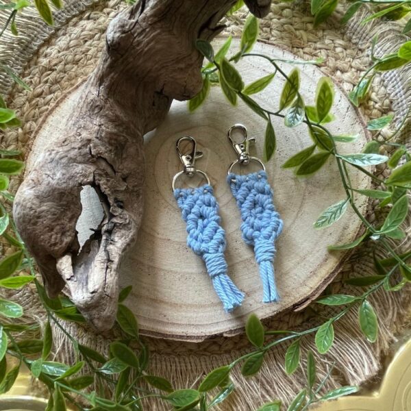Makramee Schlüsselanhänger Hellblau,Avalon NatureArt - Reiki & Esoterik Shop